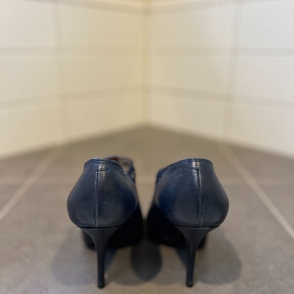 Givenchy Navy Leather Strappy Peep Toe Booties Size EU 38.5 - Picture 2 of 7